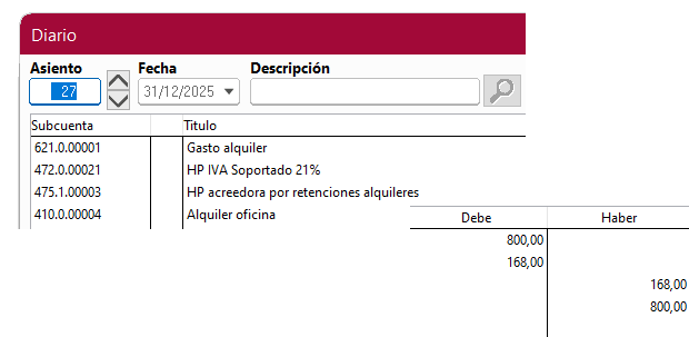 Ventana Diario en ClassicConta 7.