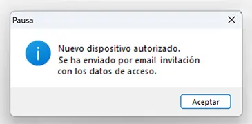 Ventana Pausa, Nuevo dispositivo autorizado de ClassicGes 7.