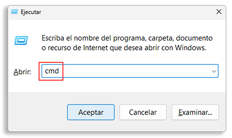 Ventana Ejecutar en Windows.