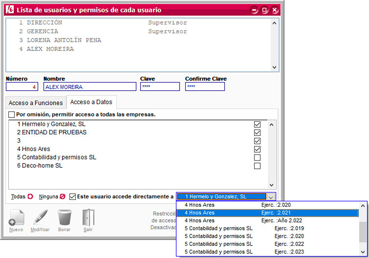 Configuración del acceso a usuarios de ClassicConta.