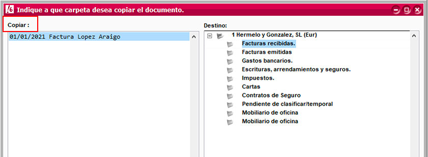 Copiar documentos escaneados a una carpeta en ClassicConta.