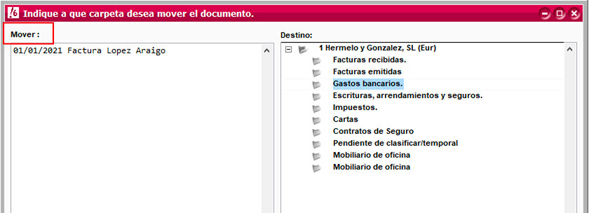 Mover documentos escaneados a una carpeta en ClassicConta.