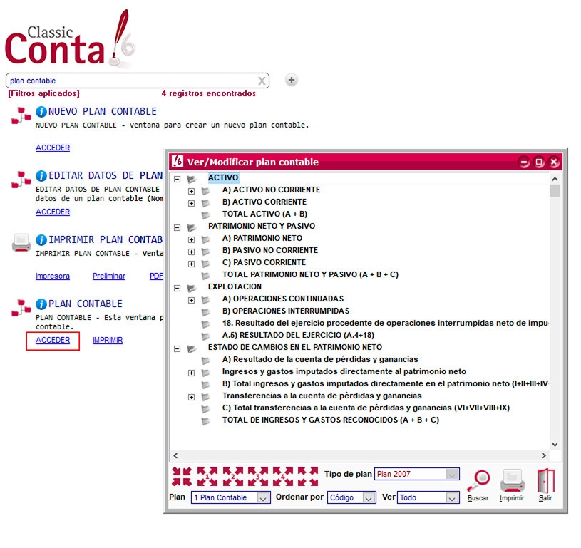 Acceder a los resultados de búsqueda de ClassicConta.