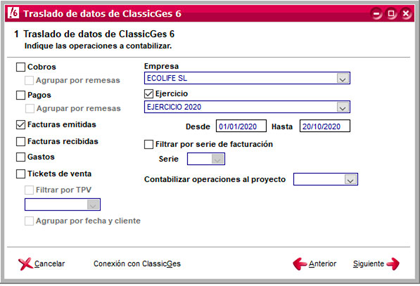 Traslado de datos de ClassicGes a ClassicConta.