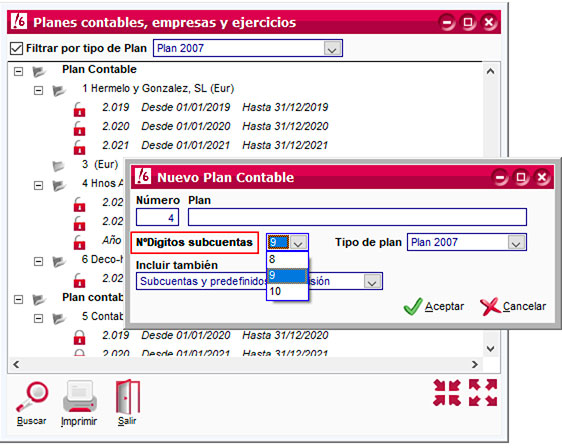 Crear nuevo plan contable en ClassicConta.
