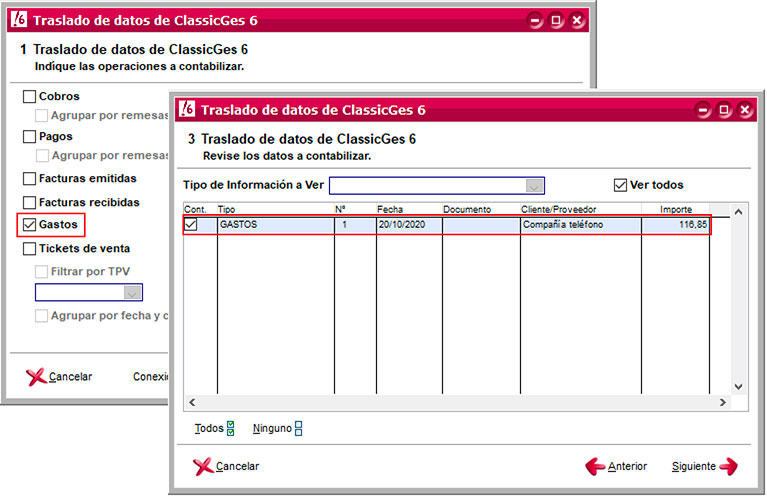 Traslado de datos de ClassicGes a ClassicConta.