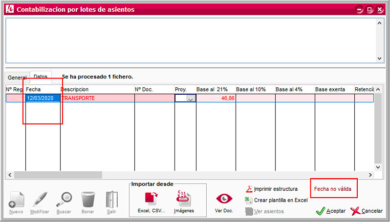 Error de fecha en la contabilización automática de ClassicConta.