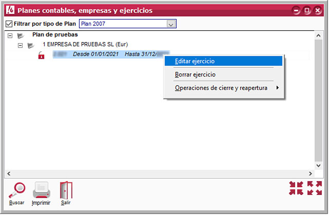 Editar ejercicio en ClassicConta.