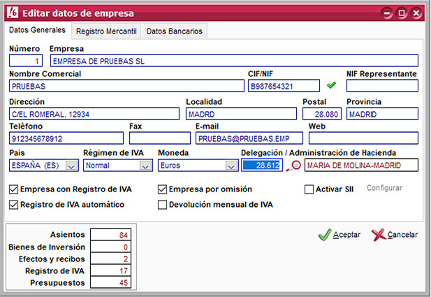 Editar datos de empresa en ClassicConta.