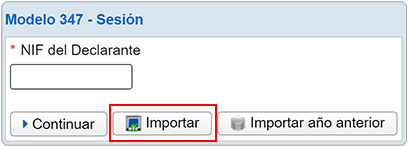 Importar archivo para la presentación del modelo 347 desde la web de la Agencia tributaria.