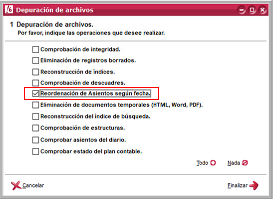 Depuración de archivos de ClassicConta.