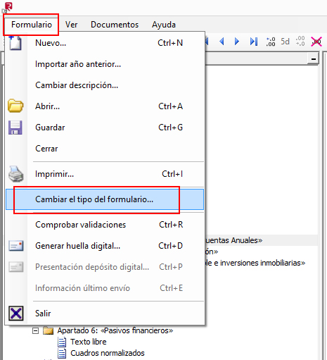 Cambiar el tipo de formulario en el programa D2.