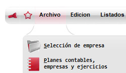 Menú archivo de ClassicConta.
