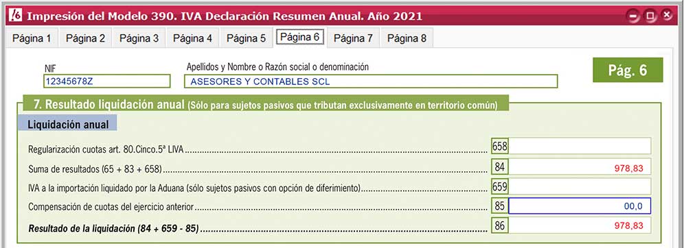 Ver la liquidación anual en el modelo de Hacienda 390 de ClassicConta.
