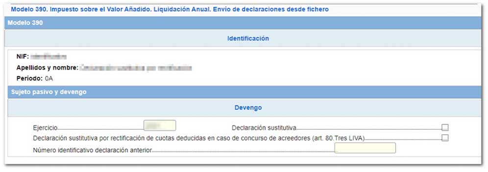 Cargar la presentación del modelo 390 en la web de la Agencia tributaria.