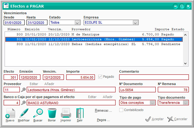 Efectos Financieros