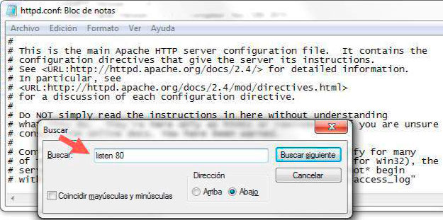 Buscar listen 80 en la configuración de apache para abrir puerto de entrada.