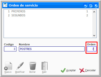 Indicar el número de orden de servicio en ClassicGes hostelería.