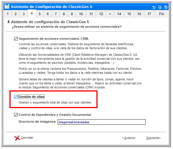 Activar el módulo gestión de citas de ClassicGes.