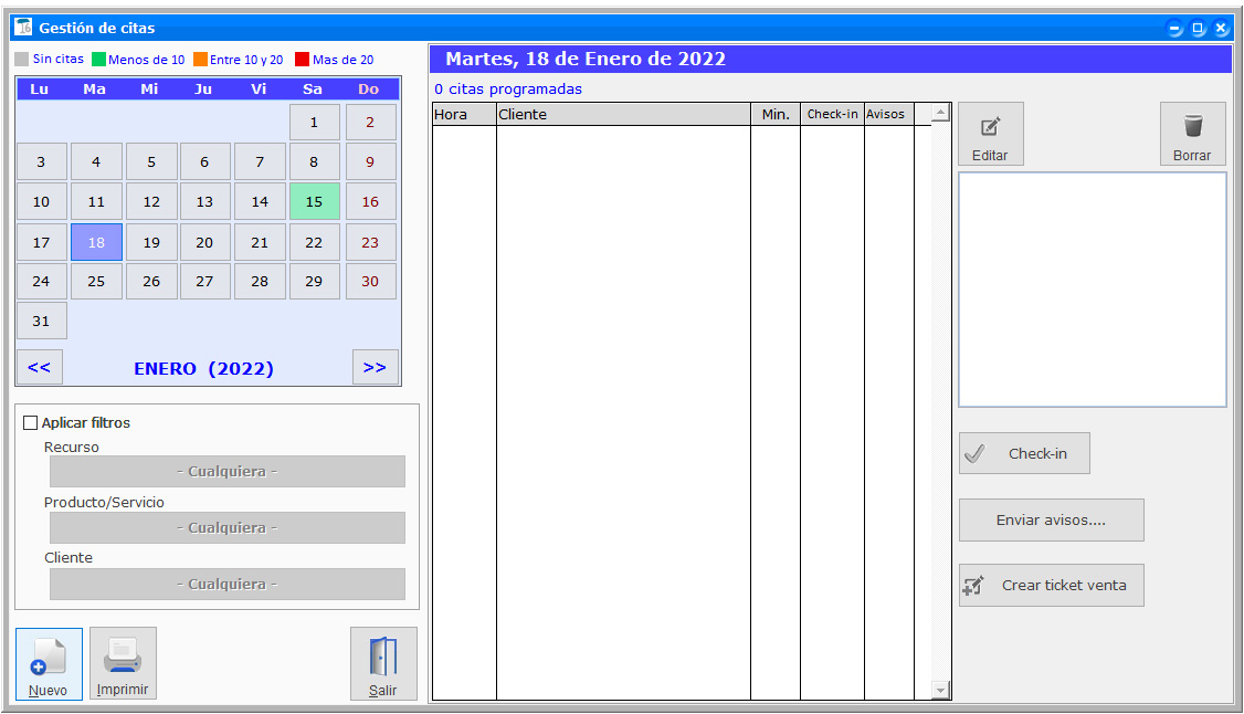 Calendario de citas de ClassicGes.