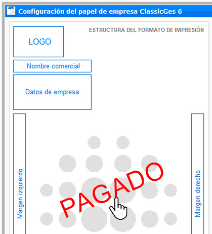 Edición del sello de pagado en ClassicGes.