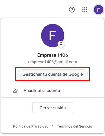 Gestionar tu cuenta de Google.