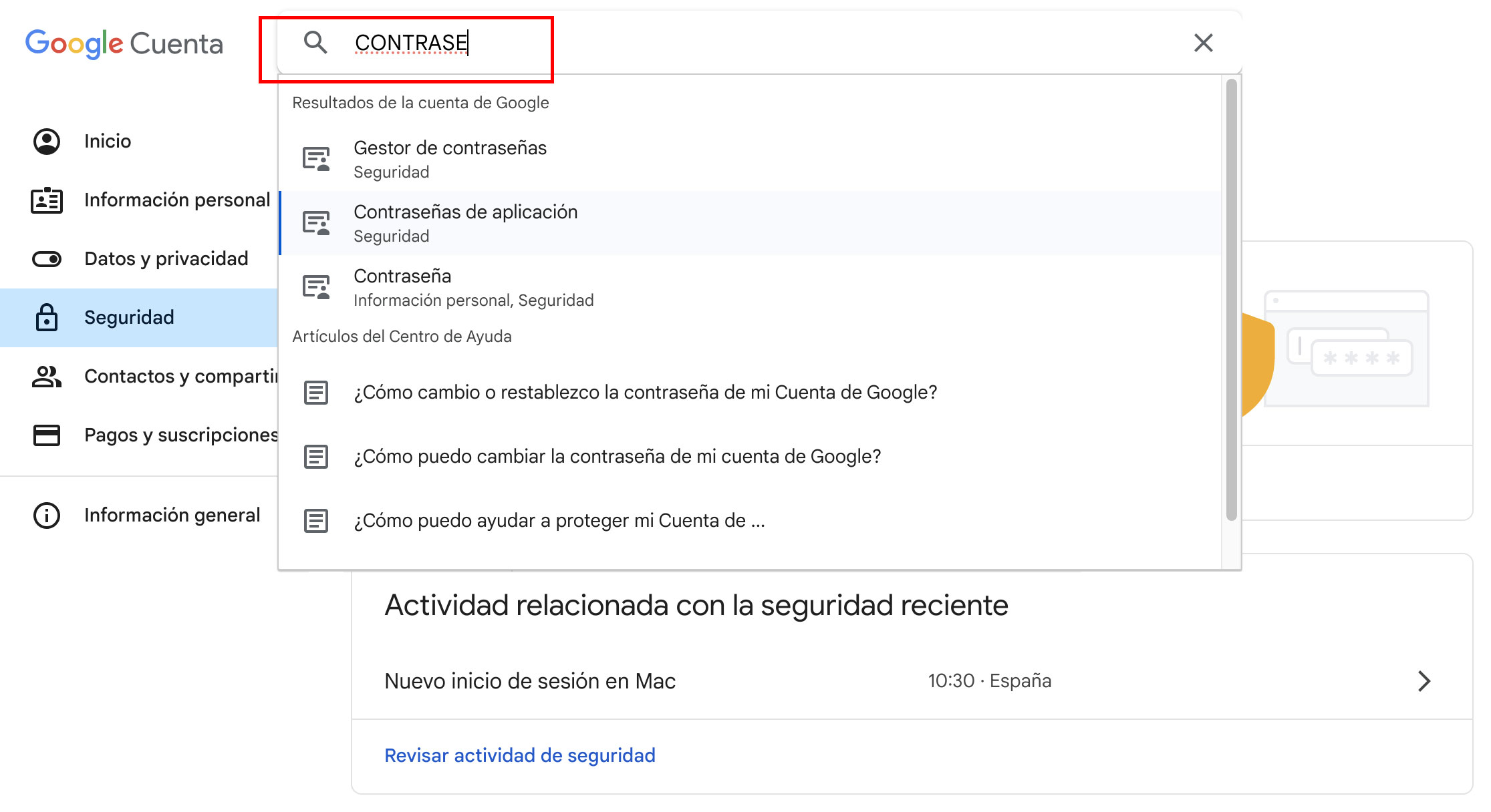 En Google Cuenta, buscando en apartado Seguridad.